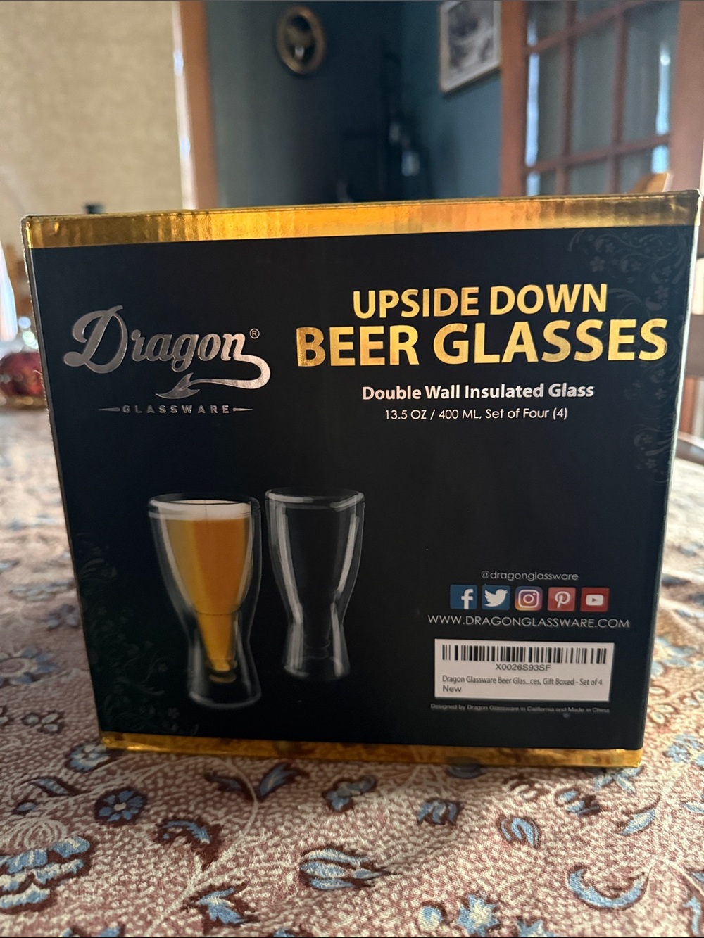 NEW Upside Down Beer Glasses dragon glassware 13.5 oz